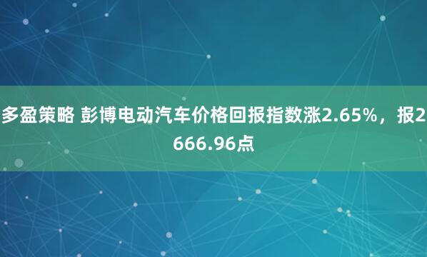 多盈策略 彭博电动汽车价格回报指数涨2.65%，报2666.96点